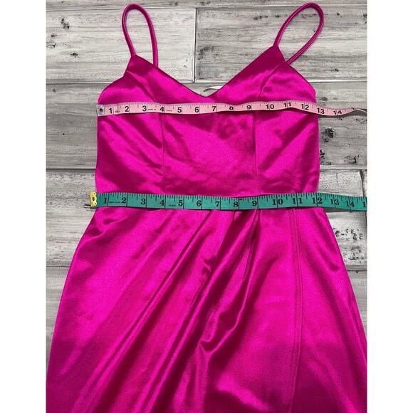 Lulus Hot Pink Satin Wrap Slip Dress XS Party Cocktail Barbiecore - Picture 11 of 15